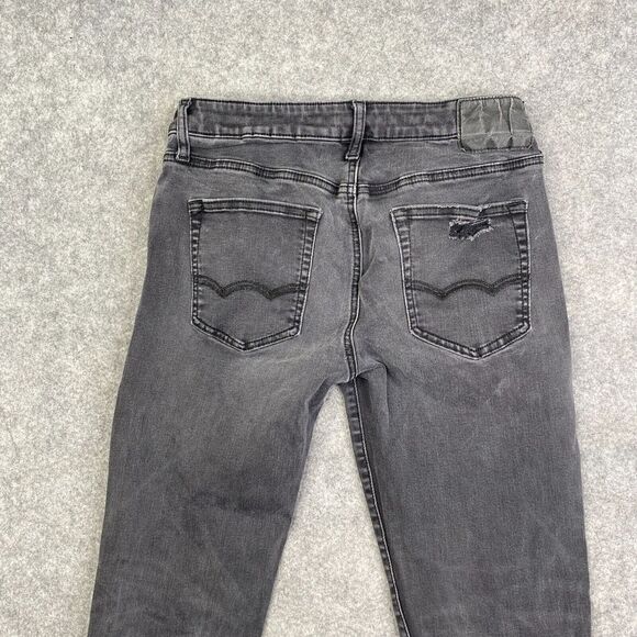 American Eagle Jeans 30x34 Black Slim Faded Distressed Destroyed Denim - Picture 11 of 12